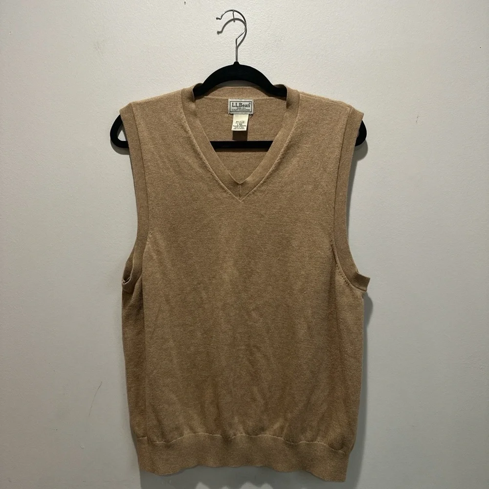 L.L. Bean Tan V-Neck Sweater Vest